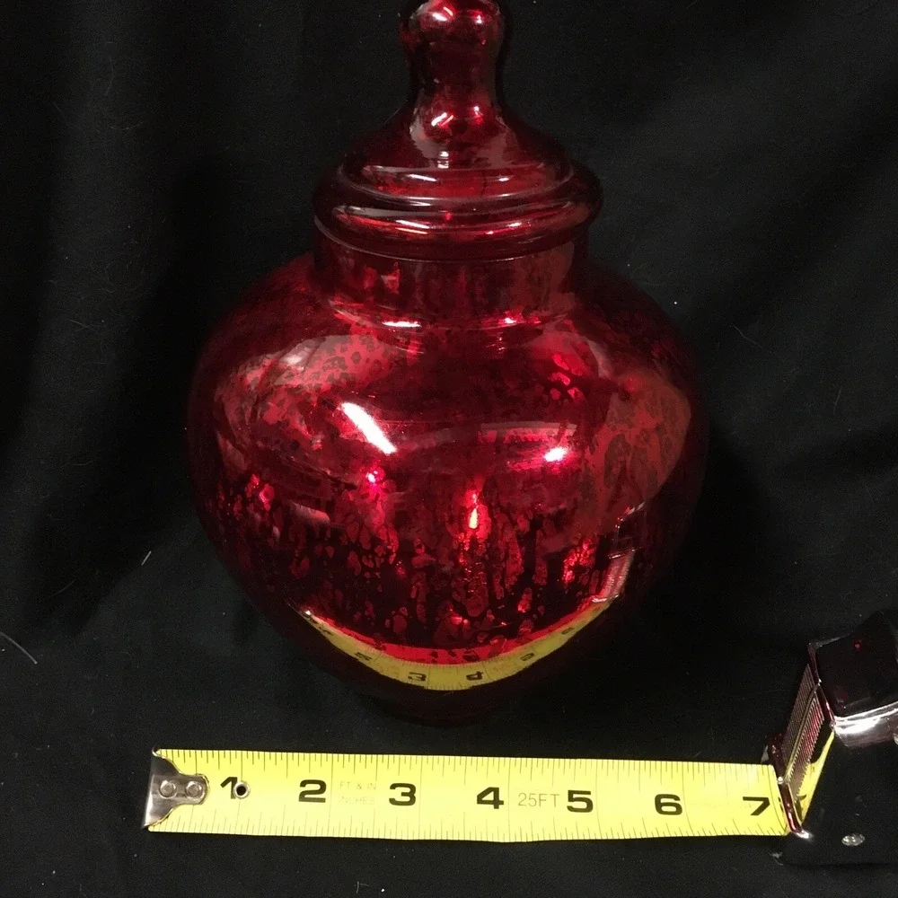 Red Mercury Glass Vase With Lid Holiday Decor 9